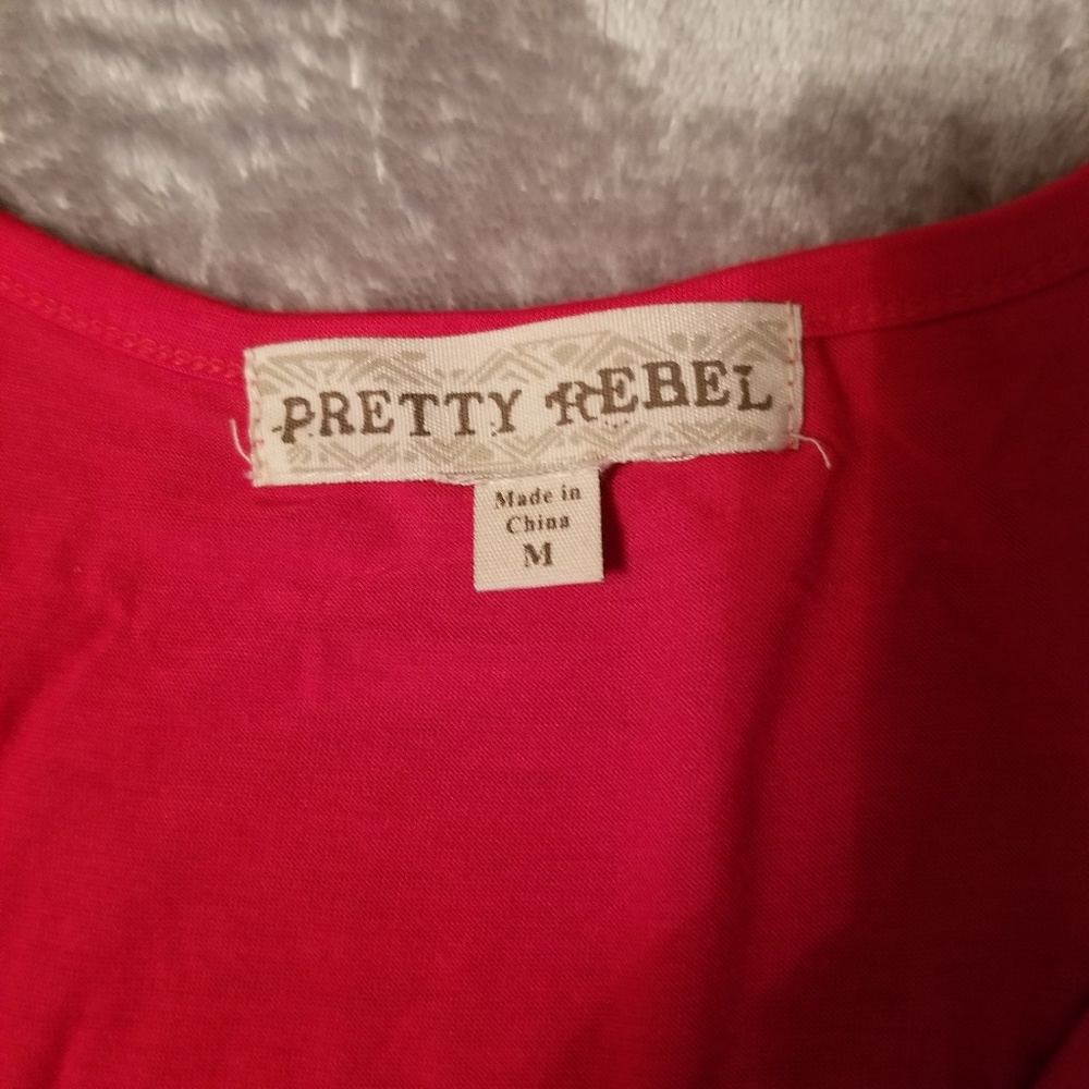Wallflower denim vest and red tank top. - Picture 7 of 7